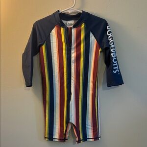 Rugged Butts Multi-Stripe Zippered Rash Guard Swimsuit